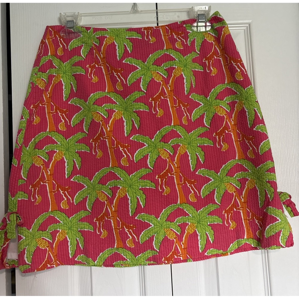 Lilly Pulitzer Women's skirt size 10 Pink Green Palm Trees Monkeys